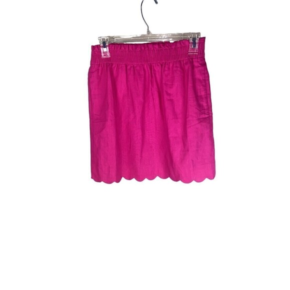 Dresses & Skirts - J. Crew Size 0 Scalloped Sidewalk Skirt Pink Linen Cotton Blend Lined